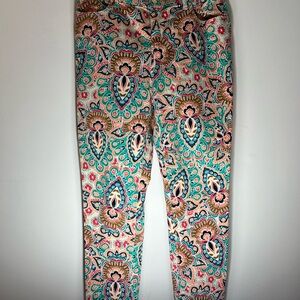Chico's Turquoise Pink Floral Print Cropped Jeans